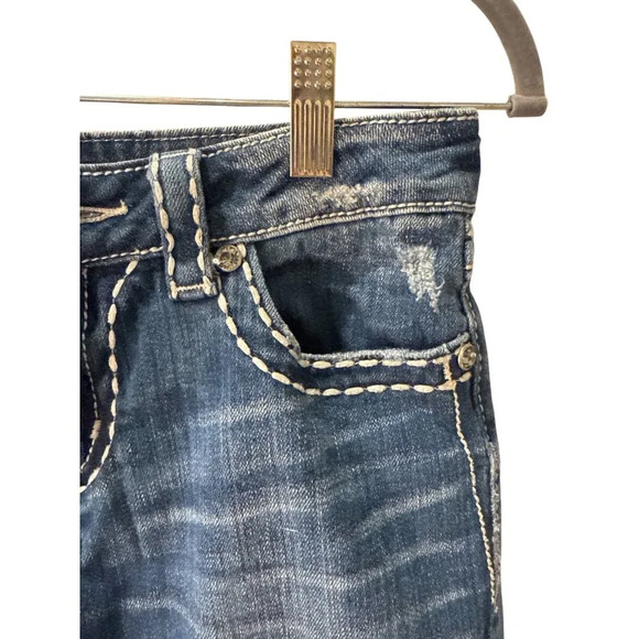 Miss Me Skinny Jeans Bedazzled Glam Fleur De Lis Jeans, Size 27. Pre-Owned. - Picture 2 of 11